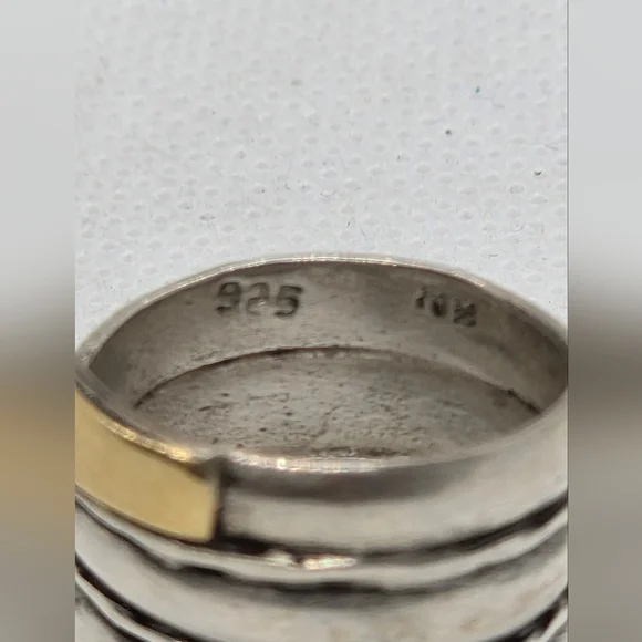 Sterling Silver 925 with Gold 18k Accent Ring Size 6.5 - Picture 6 of 6